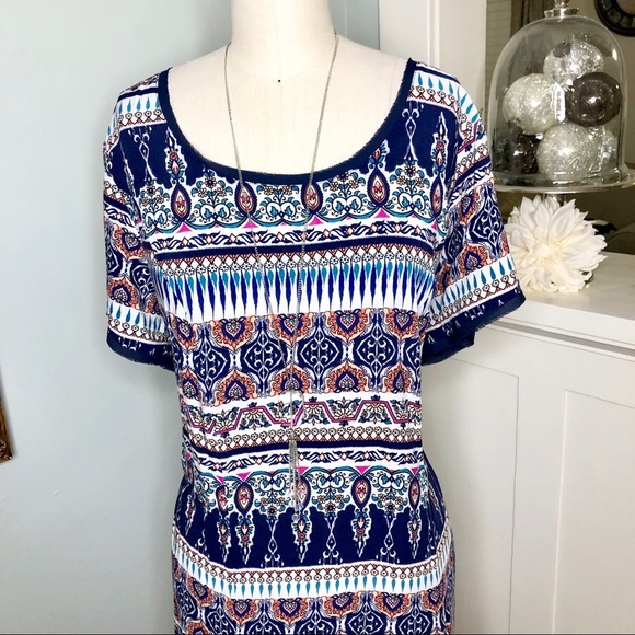 Torrid Printed Navy Blue Boho Style Dress Plus Size 2x - Picture 4 of 8